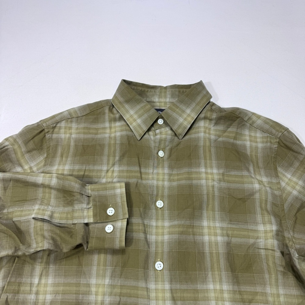 Theory Irving Shade Flanella Green Plaid Button Down Shirt Mens Small Casual